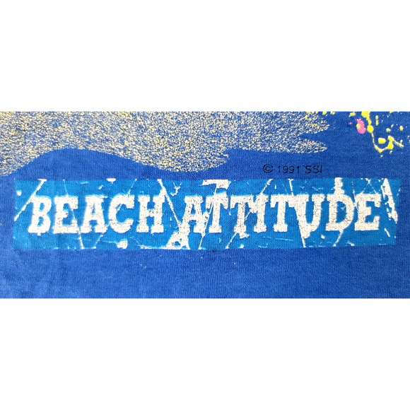 Vintage 90s Beach Attitude Hard Core Volleyball Tank Top Single Stitch - Picture 7 of 16